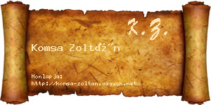 Komsa Zoltán névjegykártya